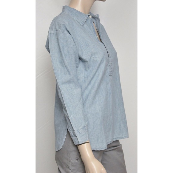 Ralph Lauren 1/2 Button Down 3/4 Sleeve Denim Shirt Top Indigo 4/10/12 Nwt $89 - Picture 5 of 7